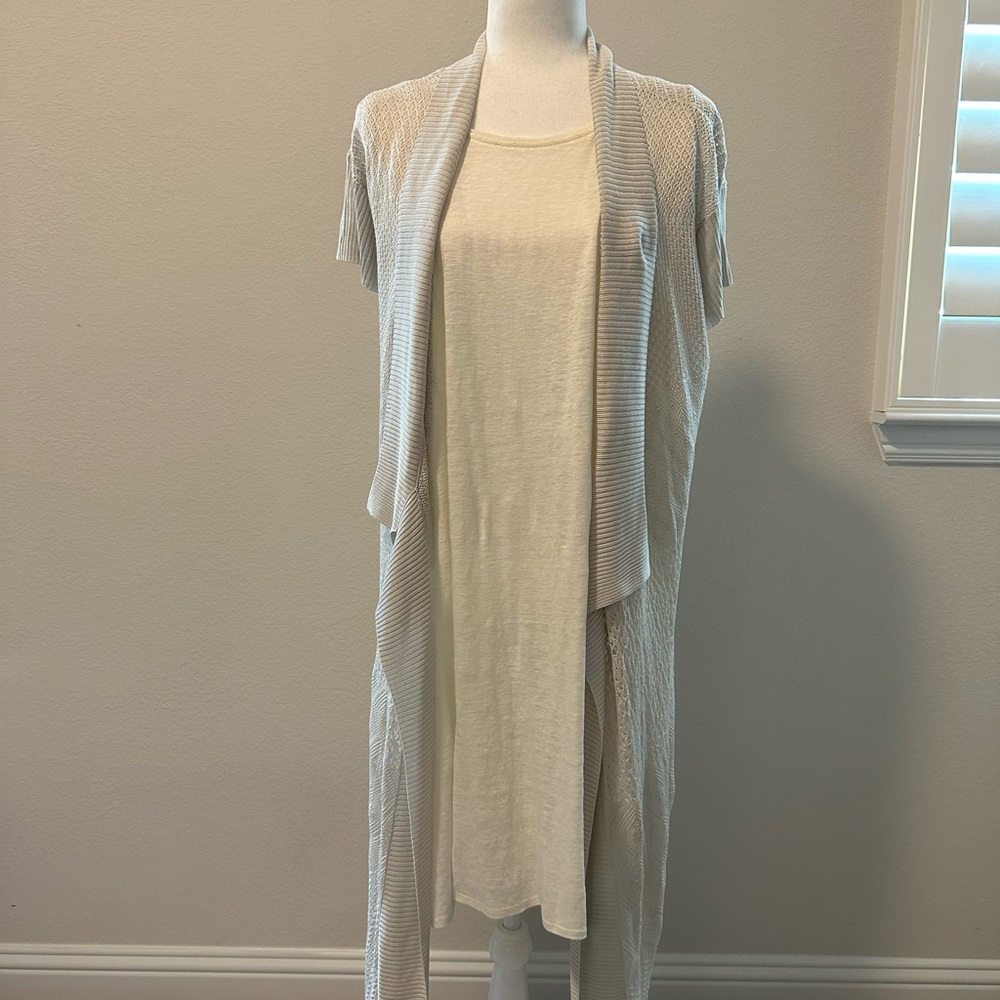 Eileen Fisher Silk Lace Cardigan and White cotton tank *can be sold separately